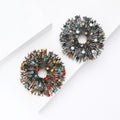 Radiating Open Ring Brooch With Random Mixed Color Rhinestones view 2