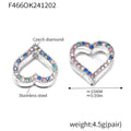 Double Sided Heart Zircon Stud Earrings Gold Steel view 6