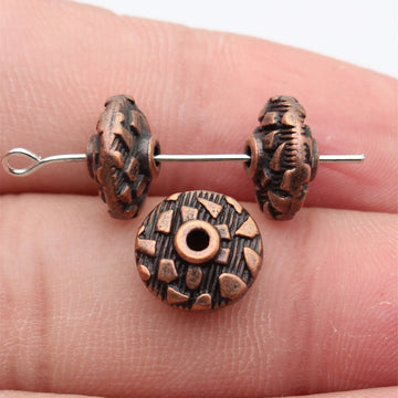 Mosaic Disc Bead In Antique Gold And Antique Copper For Jewelry Making