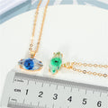 Gold Tone Faceted Crystal Evil Eye Pendant Necklaces in Four Colors view 5