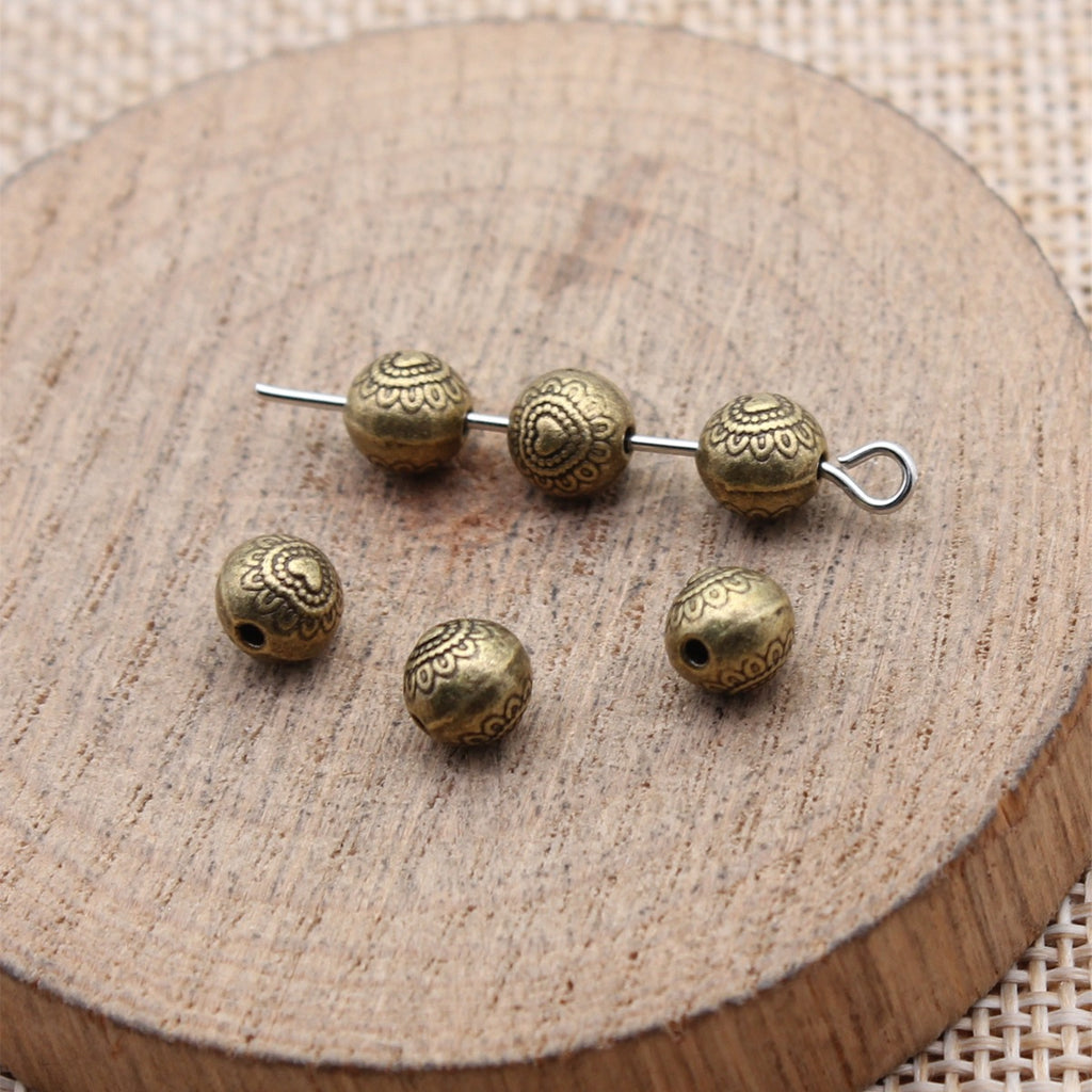 6x6x5.8mm 0.6g Multicolor Zinc Alloy Heart Pattern Round Spacer Beads for Bracelet Jewelry Making