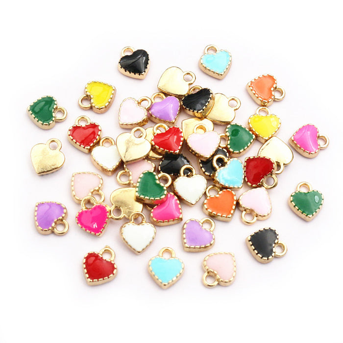 Tiny Colorful Heart Charms In 1 Style For Jewelry Making