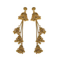 Long Bell and Chain Tassel Earrings in Gold and Silver Tones view 5