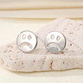 Open Smiley and Frowning Face Stud Earrings in Two Finishes view 6