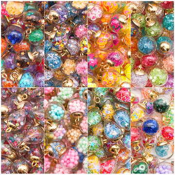 Colorful Flower-Filled Bottle Charms in Five Assorted Mixes