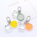 Silver Tone Lemon Slice and Clear Ice Cube Split Ring Keychains view 5