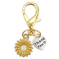 Yellow Daisy Thank You Heart Keychain Gold Lobster Clasp view 5