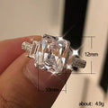 Silver Tone Rectangular Crystal Three Stone Pavé Ring view 5