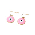 Gold Tone Round Enamel Evil Eye Hook Earrings in Six Colors view 5