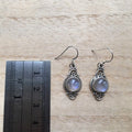 Milky White Round Cabochon Silver Tone Hook Earrings view 4