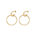Interlocked Double Circle Thin Hoop Earrings Gold Steel view 5