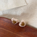 Fabric Heart Stud Earrings with Brown Bear or Heart Centers view 7