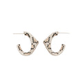 Silver Tone Crystal Open C Stud Earrings with Pointed Ends view 5