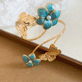 Gold Spiral Arm Cuffs Enamel Flowers Butterflies Five Colors view 6