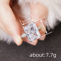 Oversized Rectangular Solitaire Trapezoid-Side Ring Silver Tone view 4