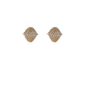 Gold Curved Pavé Crystal Stud Earrings Fan Shape Pair view 5