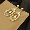Layered Open Teardrop Gold Tone Long Stud Earrings view 2