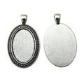 Beaded Oval Cabochon Pendant Settings in Two Antique Finishes view 2
