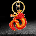 Enamel Coiled Chinese Dragon Keychains with Fortune Cord Sets in Nine Options view 8