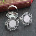 Ornate Oval Ring Bezel Settings in Two Antique Finishes view 2