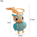Rhinestone Owl Keychain Gold Tone Charm Pink Or Blue Styles view 4