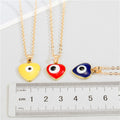 Gold Tone Heart Enamel Evil Eye Pendant Necklaces in Three Colors view 4