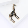 Black Enamel Giraffe Brooch with Gold Tone Frame for Jackets and Scarves view 3