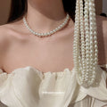 White Round Pearl Strand Necklace Silver Tone Clasp view 1