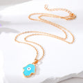 Gold Tone Enamel Hamsa Evil Eye Pendant Necklaces in Four Colors view 2