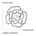 Open Crystal Camellia Brooch in Gold and Silver Tones view 7