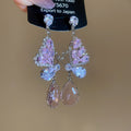Butterfly Crystal Teardrop Chandelier Stud Earrings view 6