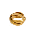 Polished Triple Interlocked Band Ring Gold Tricolor Steel view 5