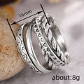 Antique Silver Multi Band Twist Rope Stack Finger Ring Sizes view 4