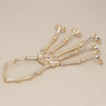 Gold Silver and Gunmetal Skeleton Hand Five Finger Bracelets view 3