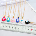 Gold Tone Teardrop Enamel Evil Eye Pendant Necklaces in Six Colors view 3