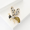 Yellow and Black Enamel Bee Brooch With Crystal Wings view 3