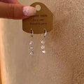 Minimal Clear Crystal Triple Drop Hook Earrings With Decorative Metal Accents view 3