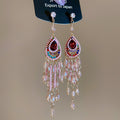 Crystal Teardrop Chandelier Earrings In Pink And Green view 6