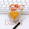 Jeweled Gold Heart Keychains in Red Green Gold White and Assorted Colors view 9
