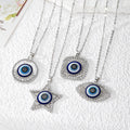 Turkish Evil Eye Rhinestone Pendant Necklaces Gold Silver 8 Styles view 2