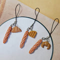 Mini Baguette Croissant Waffle Bread Phone Charms 3 Styles view 2