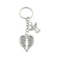 Silver Tone Angel And Heart-Shaped Wing Charm Keychain, 2 Styles view 5
