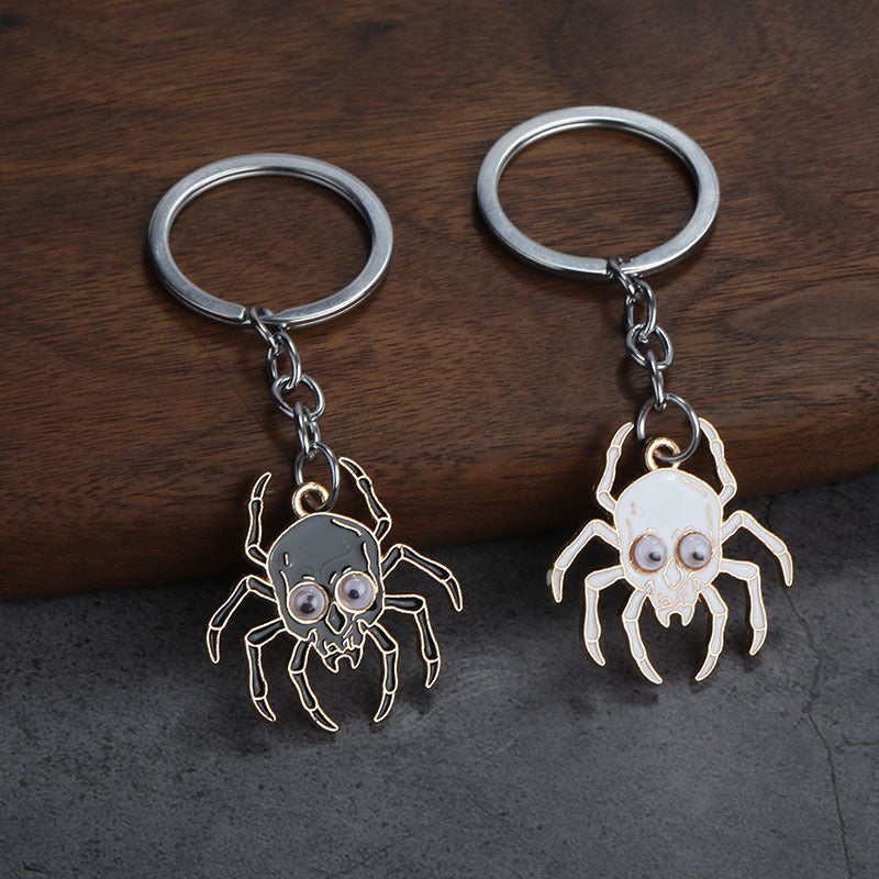 Halloween Moving Eye Spider Alloy Keychain DIY Pendant Accessory