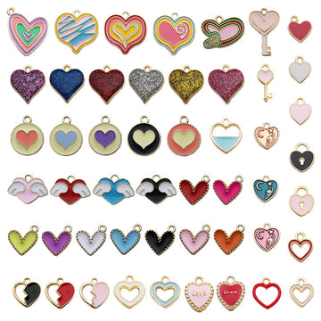 Colorful Heart Metal Charms for Jewelry and Craft Projects
