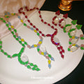 Resin Bud Oval Pearl Center Necklace Drop Earrings view 3
