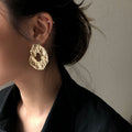 Hammered Organic Open Circle Statement Stud Earrings view 2