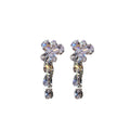 Clear Floral Crystal Drop Earrings And Y Necklace In Silver Tone view 5