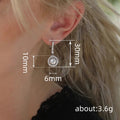 Silver Tone Round Stone Double Halo Dangle Earrings view 4