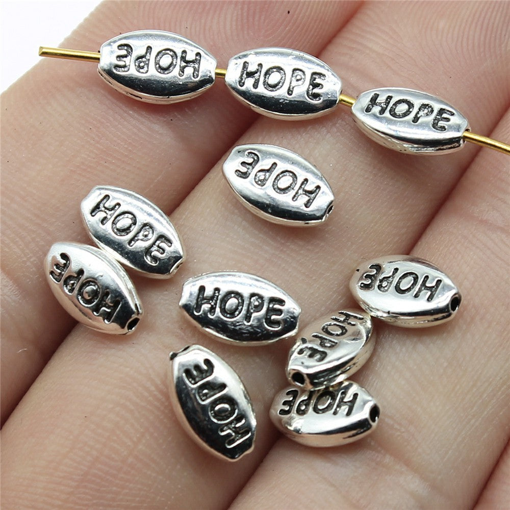 10x6mm 0.6g Multicolor Zinc Alloy HOPE Letter Loose Metal Beads for Bracelet DIY Jewelry Making