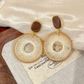 Woven Circle Drop Earrings In Nine Color And Back Styles view 4